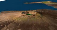 Galapagos Islands elevation and topography shown in 3D terrain model