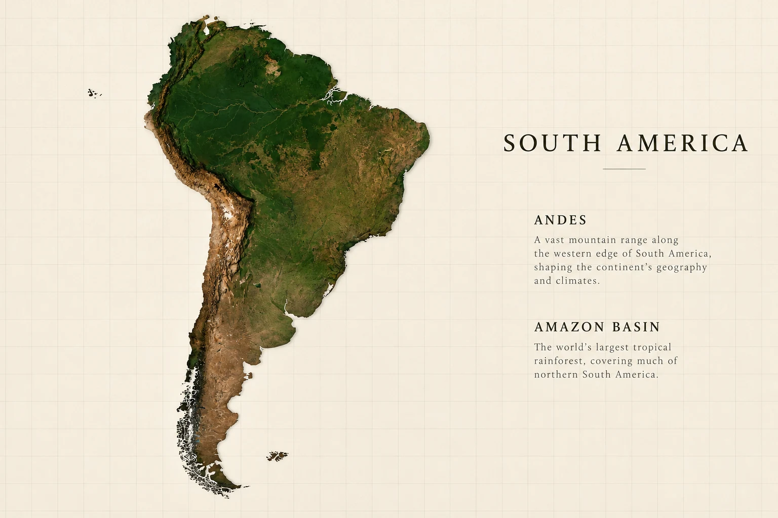 AI-generated south america — learning illustration concept.