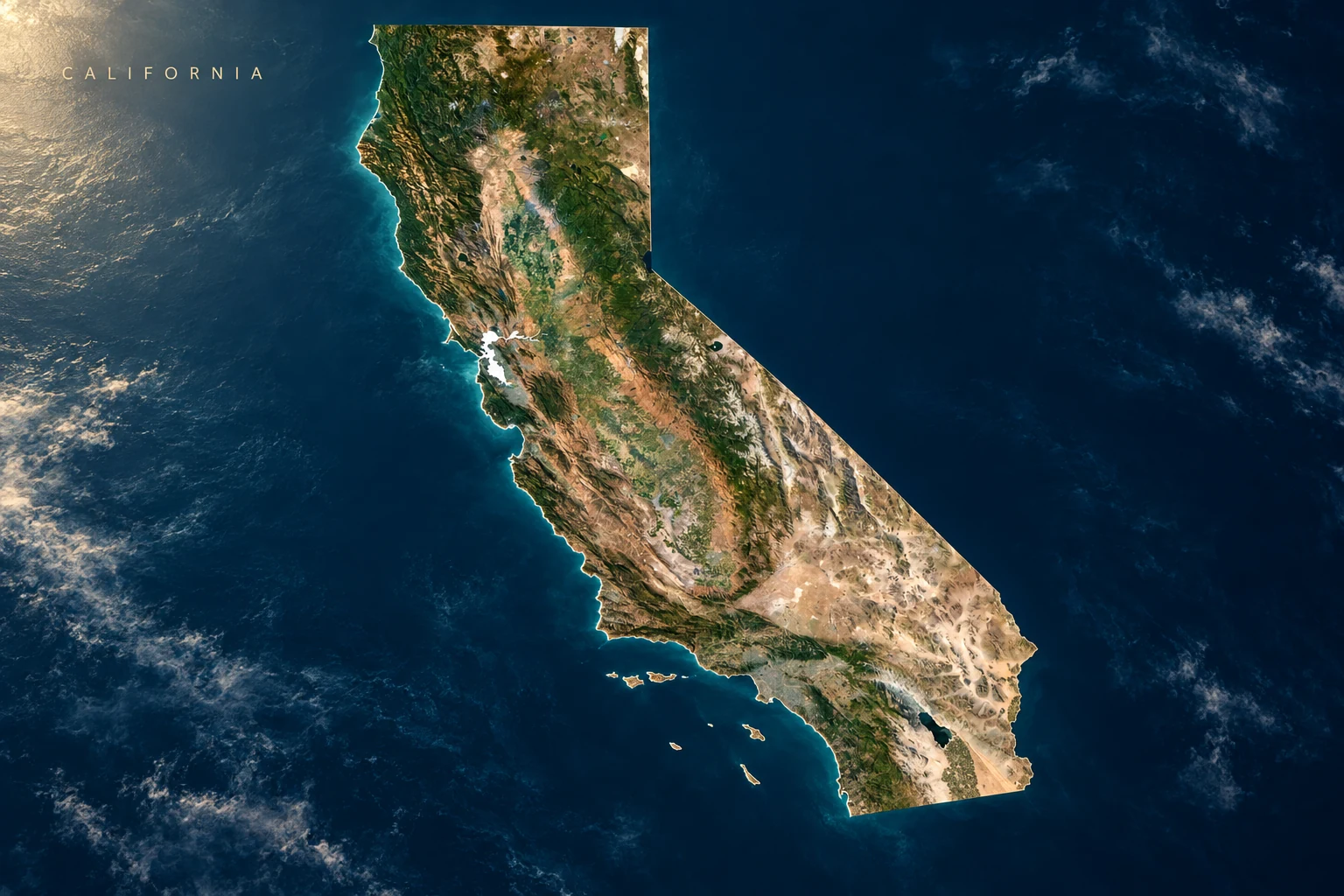 AI-generated California — film location titles concept.