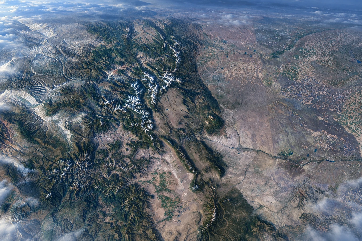 AI-generated Colorado — mountain documentary flyover concept.